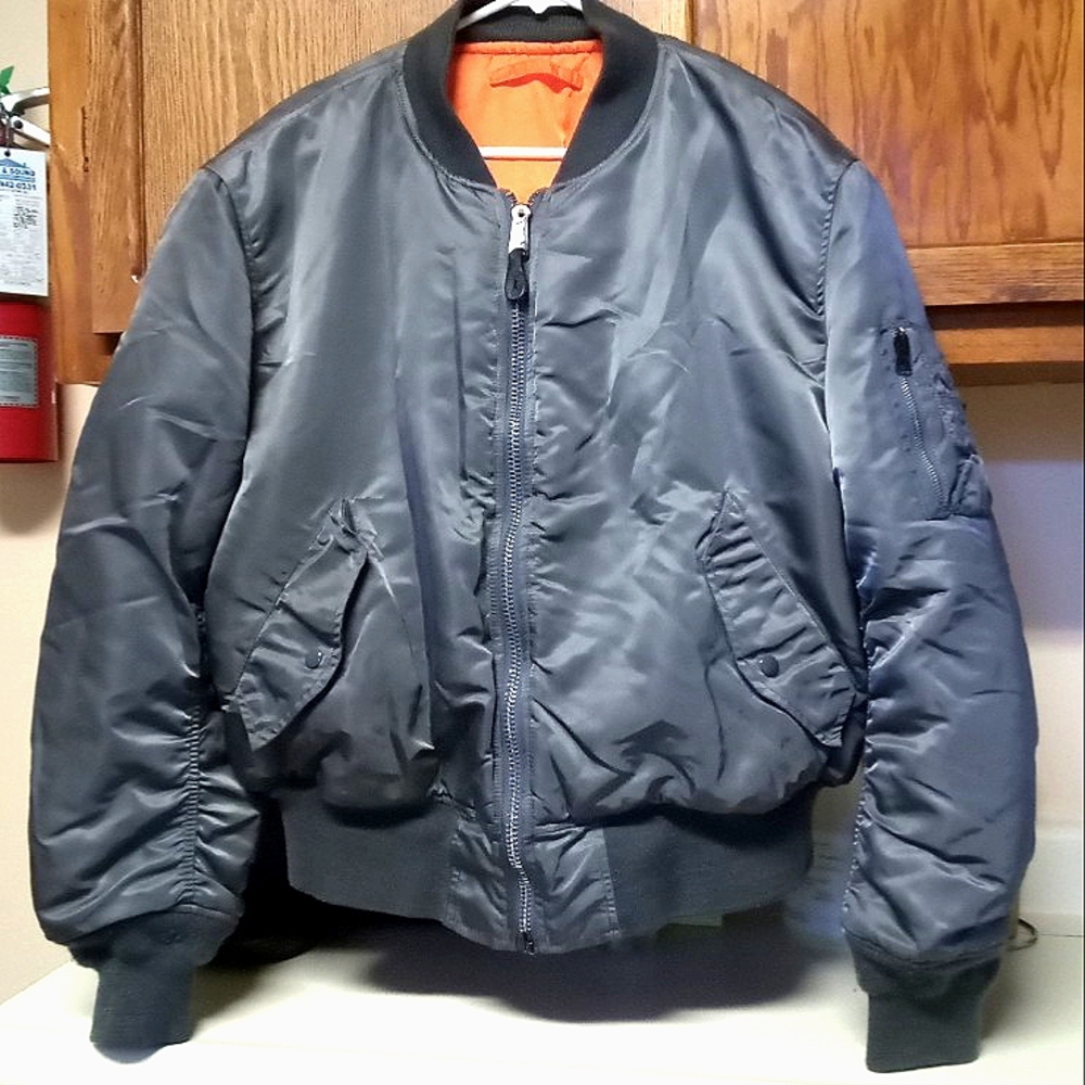 Nwot US XL Gunmetal MA-1 Alpha Industries Flight Jacket Bomber